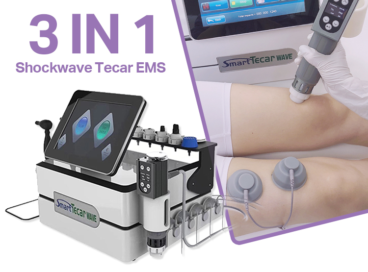 3in1 EMS shock wave phisiotherapy cet ret diathermy tecar machine /body rehabilitation therapy/terapia tecar pain relief physio